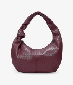 Bosanova Sacs Shopper | Sacs Porté Épaule | Grand sac bandoulière bordeaux avec tressage et noeud