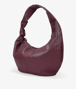 Bosanova Sacs Shopper | Sacs Porté Épaule | Grand sac bandoulière bordeaux avec tressage et noeud