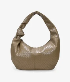 Bosanova Sacs Porté Épaule | Sacs Shopper | Grand sac bandoulière taupe avec tressage et noeud