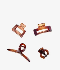 Femme Bosanova Accessoires Pour Cheveux | Lot de quatre pinces à épiler en écaille de tortue