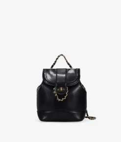 Bosanova Sacs À Dos | Mini sac à dos noir à rabat et chaîne