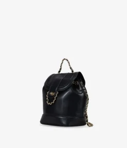 Bosanova Sacs À Dos | Mini sac à dos noir à rabat et chaîne