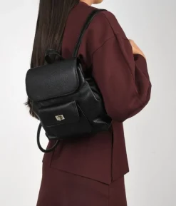 Bosanova Sacs À Dos | Mini sac à dos noir avec rabat et fermeture éclair