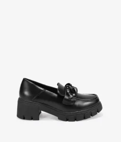 Bosanova Chaussures Et Mocassins | Mocassin noir avec chaîne