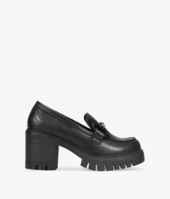 Bosanova Chaussures En Cuir | Chaussures Et Mocassins | Mocassins en cuir noir à talons dentelés
