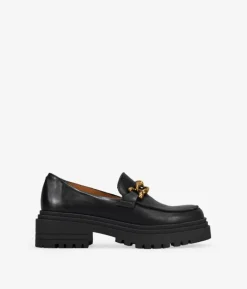 Bosanova Chaussures En Cuir | Chaussures Et Mocassins | Mocassins en cuir noir avec chaîne et triple semelle