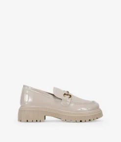 Bosanova Chaussures Et Mocassins | Mocassins en cuir verni beige avec plateforme