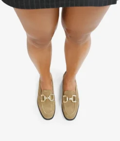 Bosanova Chaussures En Cuir | Chaussures Et Mocassins | Mocassins plats en cuir taupe avec détail métallisé