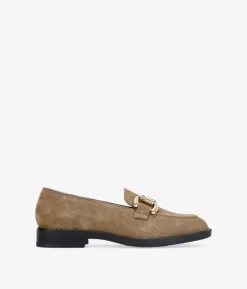Bosanova Chaussures En Cuir | Chaussures Et Mocassins | Mocassins plats en cuir taupe avec détail métallisé