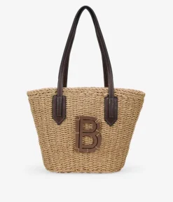 Bosanova Sacs Raphia Et Crochet | Sacs Porté Épaule | Nacelle en raphia beige avec poignées d'épaule