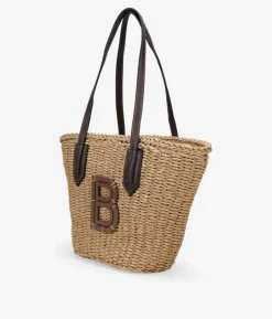 Bosanova Sacs Raphia Et Crochet | Sacs Porté Épaule | Nacelle en raphia beige avec poignées d'épaule