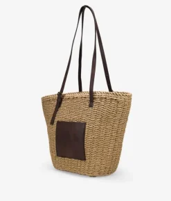 Bosanova Sacs Raphia Et Crochet | Sacs Porté Épaule | Nacelle en raphia beige avec poche