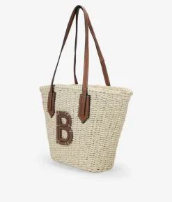 Bosanova Sacs Raphia Et Crochet | Sacs Porté Épaule | Nacelle en raphia beige avec poignées d'épaule