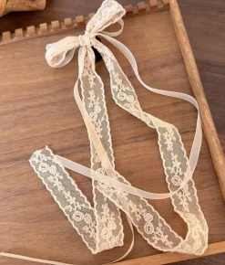 Femme Bosanova Accessoires Pour Cheveux | Noeud à cheveux en dentelle beige