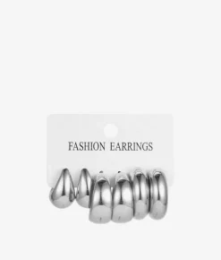 Bosanova Boucles D'oreilles | Pack de boucles d'oreilles métallisées argentées