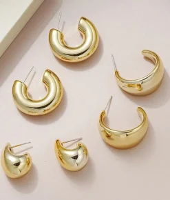 Bosanova Boucles D'oreilles | Pack de boucles d'oreilles métalliques dorées