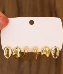 Bosanova Boucles D'oreilles | Pack de boucles d'oreilles en or métallisé