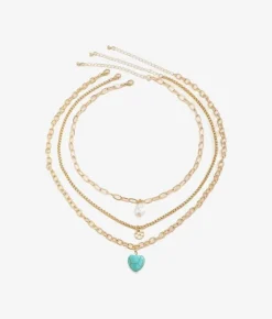 Bosanova Colliers | Pack de colliers en métal doré avec pendentif