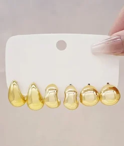 Bosanova Boucles D'oreilles | Pack pendientes dorados metálicos