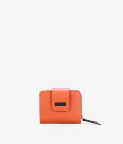 Femme Bosanova Portefeuilles | Petit portefeuille cuir orange à rabat