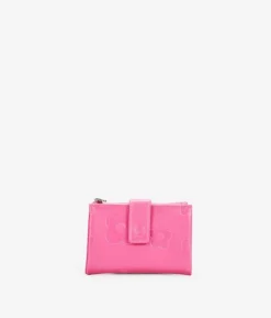 Femme Bosanova Portefeuilles | Petit portefeuille en cuir rose avec fermeture éclair et compartiments