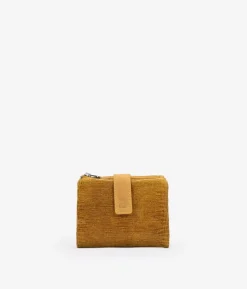 Femme Bosanova Portefeuilles | Petit portefeuille en cuir jaune imprimé animal avec fermeture éclair et bouton