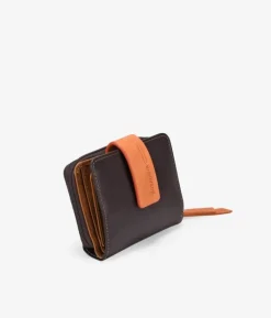 Femme Bosanova Portefeuilles | Petit portefeuille en cuir marron à rabat orange