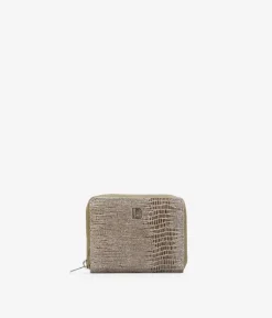Femme Bosanova Porte-monnaie | Petit porte-monnaie zippé en cuir animalier taupe
