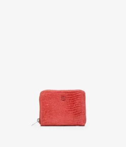 Femme Bosanova Porte-monnaie | Petit porte-monnaie zippé en cuir imprimé animalier rouge
