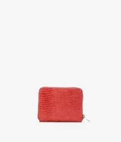 Femme Bosanova Porte-monnaie | Petit porte-monnaie zippé en cuir imprimé animalier rouge