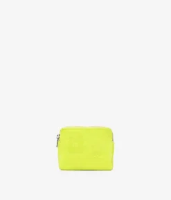 Femme Bosanova Porte-monnaie | Petit sac à main en cuir citron vert avec fleurs et fermeture éclair
