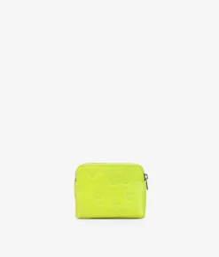 Femme Bosanova Porte-monnaie | Petit sac à main en cuir citron vert avec fleurs et fermeture éclair