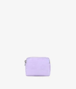 Femme Bosanova Porte-monnaie | Petit sac à main en cuir lilas avec fleurs et fermeture éclair