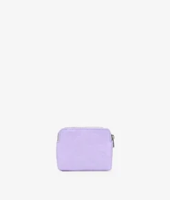 Femme Bosanova Porte-monnaie | Petit sac à main en cuir lilas avec fleurs et fermeture éclair