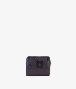 Femme Bosanova Porte-monnaie | Petit sac à main en cuir marron avec fleurs et fermeture éclair