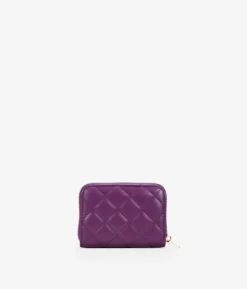 Femme Bosanova Porte-monnaie | Petit sac à main lilas avec surpiqûres et fermeture éclair