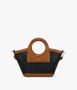 Bosanova Sacs À Bandoulière | Sacs Raphia Et Crochet | Petit sac à main noir avec filet en osier