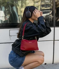 Bosanova Sacs À Bandoulière | Sacs Porté Épaule | Petit sac bandoulière rouge avec fermeture éclair