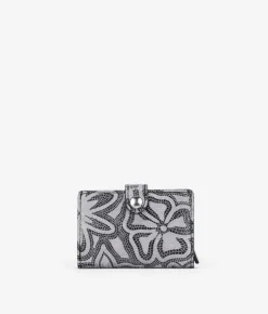 Femme Bosanova Portefeuilles | Porte-cartes automatique en cuir gris embossé
