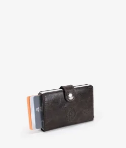 Homme Bosanova Porte-cartes Homme | Porte-cartes automatique en cuir gravé marron