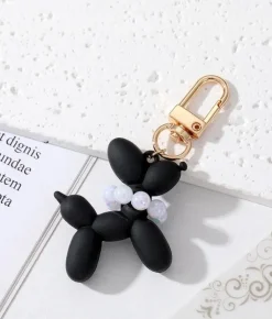 Bosanova Charms | Porte-clés chien noir avec collier de perles
