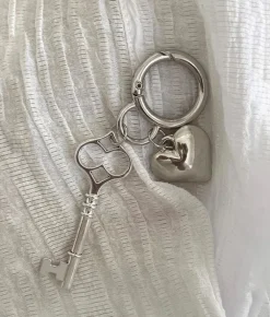Bosanova Charms | Porte-clés clé et coeur en argent