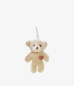 Bosanova Charms | Porte-clés ours en peluche beige avec coeur