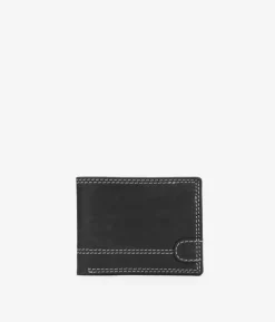 Homme Bosanova Porte-monnaie Homme | Portefeuilles | Portefeuille américain en cuir noir avec coutures et porte-monnaie
