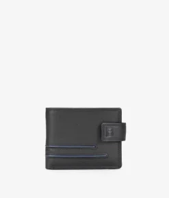 Homme Bosanova Portefeuilles | Porte-monnaie Homme | Portefeuille américain en cuir noir avec rabat et porte-monnaie