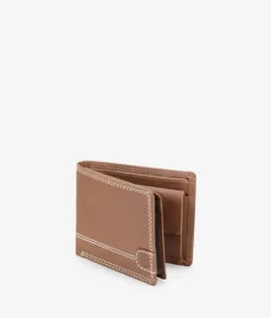 Homme Bosanova Porte-monnaie Homme | Portefeuilles | Portefeuille américain en cuir marron avec coutures et porte-monnaie