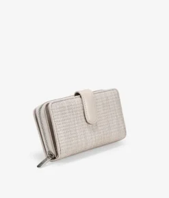 Femme Bosanova Portefeuilles | Portefeuille beige moyen avec rabat et fermeture éclair