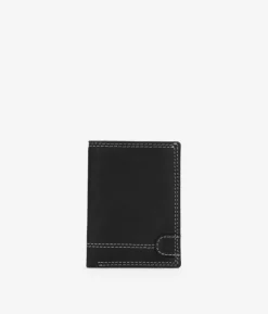 Homme Bosanova Porte-monnaie Homme | Portefeuilles | Portefeuille en cuir noir avec coutures et porte-monnaie