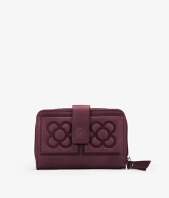 Femme Bosanova Porte-monnaie | Portefeuilles | Portefeuille en cuir rouge avec fleur de Barcelone