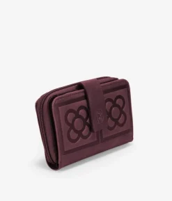Femme Bosanova Porte-monnaie | Portefeuilles | Portefeuille en cuir rouge avec fleur de Barcelone